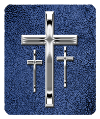 Silver 3 Crosses Shimmer Blue